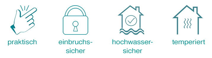 praktisch - einbruchssicher - hochwassersicher - temperiert praktisch - einbruchssicher - hochwassersicher - temperiert